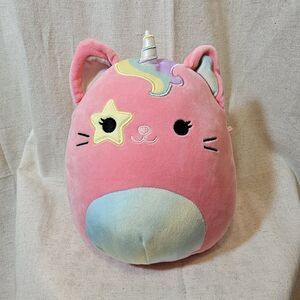 Squishmallows Sienna Pink Caticorn Cat Unicorn Rainbow Belly Mane Star Eye Plush